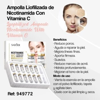 Set de ampollas liofilizadas de niacinamida con vitamina C Sadoer – imagen 3
